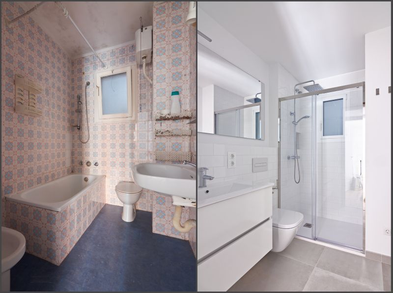 Bright Bathroom with Light Tiles
